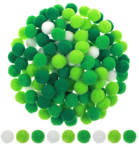 Green Pom Poms for Crafts, 200 PCS Colorful Cute Pompoms for Crafts Portable Small Pom Poms for Making St. Patrick's Day Party Hobby Supplies DIY Creative Craft Material Handicraft Decorations