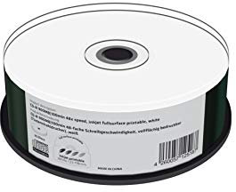 MediaRange CD-R 900 MB|100 min velocità di Scrittura 48x, stampabile su Tutta la Superficie (Stampante a Getto d'inchiostro), 25 scatole per Torte