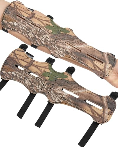 TOPARCHERY 12 Cow Leather Arm Guard Protector with 4 Adjustable Straps (Camouflage)