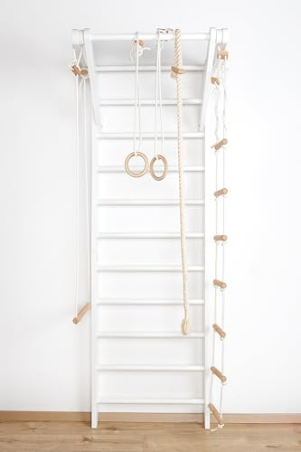 Mur de Gymnastique pour Enfants Kinder- 2-220-Grey Colore Bianco Matériel de Sport, Mur d'escalade, Bois, Mur de Gymnastique,EU entrepôt, Certificat
