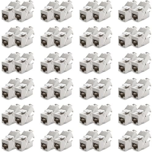 deleyCON 48x Modulo Keystone Jack CAT6a Cavo Patch Cavo di Rete Connettore Schermatura STP Presa di Rete RJ45 Patch Panel Estensione del Supporto Keystone