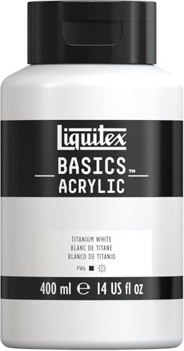 Liquitex 8870337 Basics - peinture acrylique, peinture artistique monopigmentée, résistante à la lumière, qualité archive, finition satinée, pot de 400 ml - Blanc De Titane