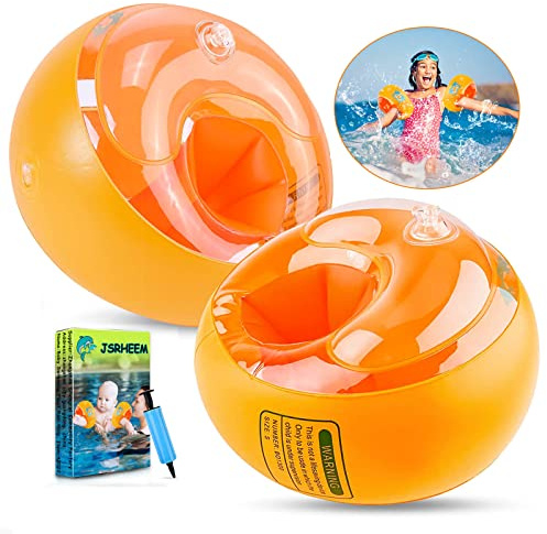 JSRHEEM Babyarmband, barnarmband för flickor pojkar, simarmband med luftpump, armband för spädbarn från 1 till 6 år | 11-25 kg (Orange, M)