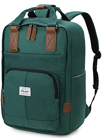 RAVUO Laptop Backpack for Men, Water Resistant Vintage 15.6 inch School Back Pack College Bookbag Casual Daypack Travel Rucksack for Boys Green