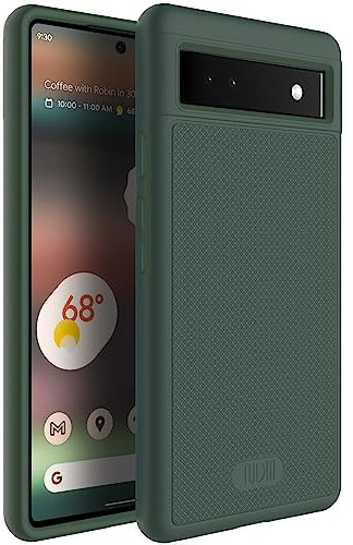 TUDIA DualShield Grip kompatibel für Google Pixel 6a Hülle (2022), [MergeGrip] Stoßfestes Dual Layer Dünn TPU Militär Grade Handyhülle für Pixel 6a - Kieferngrün