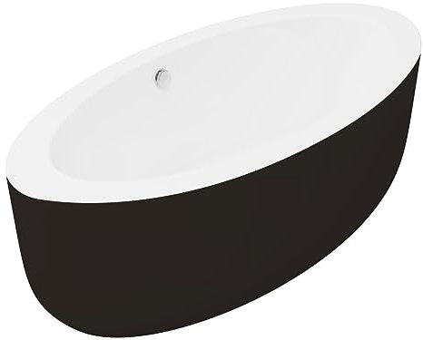 Vente-unique-Freistehende Badewanne oval - 251 L - 185 x 90 x 58 cm - Acryl - Schwarz - MARMATI