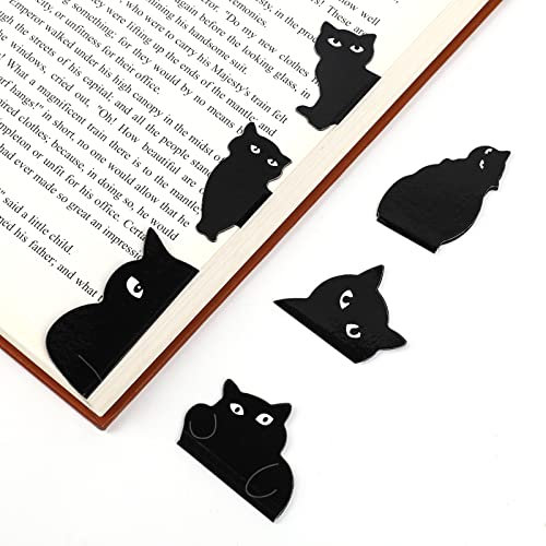 Magnetische Lesezeichen Schwarze Katze Lesezeichen für Frauen Niedliche Katzen Lesezeichen für Katzenliebhaber Geschenke Magnetische Buchseiten Marker für Lehrer, Studenten, Buchliebhaber (6 Stück)