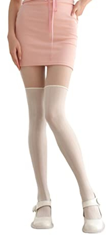 Sahabowi Fake holdups Sheer Tights For Women, High Waist Pantyhose, Vintage Stockings, LW2023041010-1, White holdup white color, 1pcs