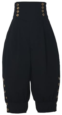 BPURB Pantaloni Coloniali a Ginocchio Jodhpurs da Donna e da Uomo del XVIII Secolo Pantaloni Bloomer, Nero, L