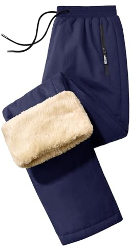 UMIPUBO Pantaloni da Jogging Uomo Pantaloni Tuta in PileInvernali Jogger Sportivi Termici Lunghi Pantaloni con Tasche Caldo Elastico Vita con Coulisse Trousers Corsa Sci (Marina Militare, L)
