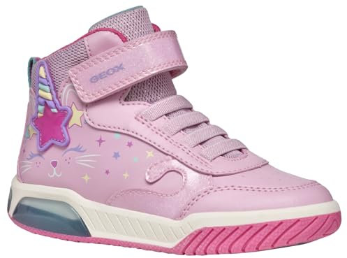 Geox J INEK Girl B Sneaker, PINK/Multicolor, 24 EU