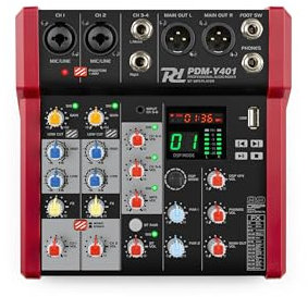 Power Dynamics PDM-Y401 Console de Mixage 4 Canaux avec Bluetooth - Entrées Micro, Alimentation fantôme 48V, Lecteur MP3 USB, Vu-Mètre, Idéal pour les DJs, Studios d'Enregistrement, Podcasts