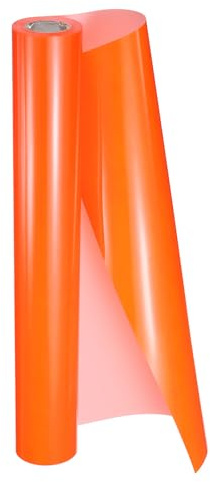 sourcing map HTV Heat Transfer Vinyl 11.8 x 5ft Roll PU Fluorescent Orange Iron on Vinyl for All Cutter Machine, Easy to Cut & Weed