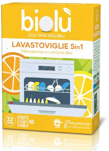 BIOLU ECO TABS - DETERSIVO LAVASTOVIGLIE 5in1 – Ecologico Plastic Free - 32 tabs cod. BTALA12