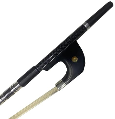 yinfeel Bassbogen aus Karbonfaser, 4/4-Größe, Deutscher Kontrabassbogen, weißes Pferdehaar