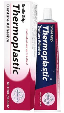 Thermoplastic Denture Adhesive - 28g Denture Adhesive Gel ZincFree, Professional Long Lasting Dentures Adhesives Gel - Improves Denture Fit & Stability, Strong Hold & Comfortable Fit