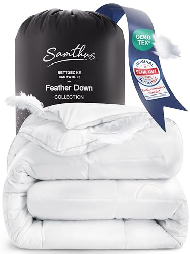 Samthus Feder- und Daunendecke 155x220cm - Oeko-Tex zertifizierte Bettdecke aus weichen Federn und Daunen - Federbettdecke - RDS zertifizierte Sommer & Winterdecke - Duvet - Ganzjahresdecke
