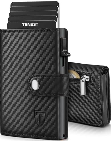 TENBST Geldbörse Herren mit Münzfach & RFID Schutz, Premium Portemonnaie Herren, Slim Geldbeutel, Luxus Kartenetui für 10 Kreditkarten - Grau-Schwarz