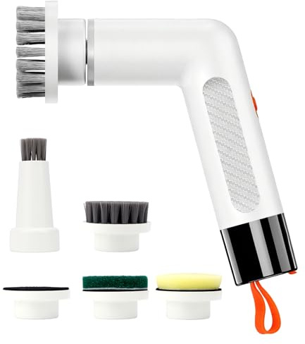Breeker S3 Electric Spin Scrubber: Cordless Handheld Power Brush with 5 Interchangeable Heads & USB-C - Portable Shower Cleaner for Bathtub, Tile, Floor Grout & Kitchen