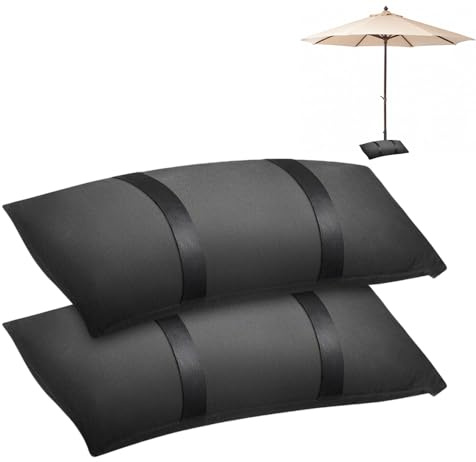 mizikuu Lot de 2 Sacs de Sable à remplir - pour parasols, parasols déportés et Meubles de Jardin (Noir)