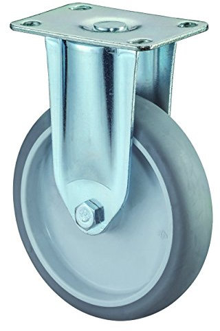 BS Rollen C110.A80.100 Schwere Apparaterolle, Bockrolle, Ø 100 mm, Anschraubplatte, Gummirad blaugrau, für harte Böden