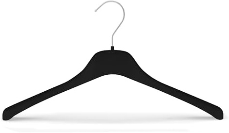Kiroplast Grucce Appendiabiti per Camicie Magliette Appendini Plastica Salvaspazio Antiscivolo Spalla Stretta Capospalla (Nero, 42cm/25pezzi)