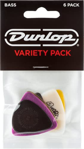 JIM DUNLOP Plektrum Variety Pack Bass, Multicolor, Tortex, 6 Stück, Kaliber: 0,73 - 0,96 - 1 - 1,14mm