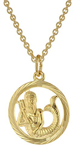trendor Sternzeichen Wassermann Gold 333 Anhänger Ø 16 mm + Halskette 42 cm, eleganter Halsschmuck mit Tierkreiszeichen aus Echtgold für Damen 75940-02