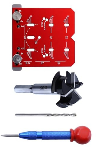 Multifunction Red 35mm Precise Hinge Template Tool for Cabinets Door Installation High Durability Aluminum Construction Cabinet Door Hinge Jigs
