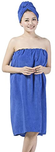 Femme Paréo de Bain Microfibre Séchage Rapide 2 pour 1 Robe Serviette de Bain et Serviette de Cheveux Set Peignoir de Bain Doux Draps de Bain Sauna Douche Jupe de Chambre pour Hôtel Voyage Spa Piscine