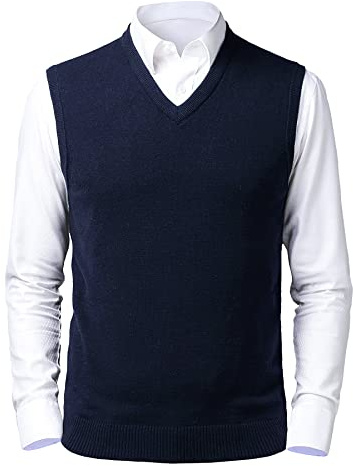 Btmpmcs Herr Enfärgad V-ringad Slipover tröja väst Klassisk Business Gentleman Stickad väst Enfärgad Casual Pullover Gilet Smart Suit Ärmlösa linne