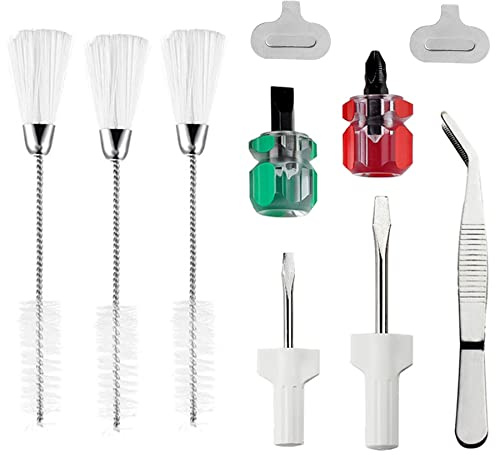 Kit di pulizia per macchina da cucire, 3 spazzole a doppia testa, cacciaviti di 4 dimensioni, 2 cacciaviti a piastra ad ago e 1 pinzetta per strumenti di riparazione macchina da cucire