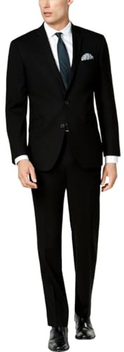 Kenneth Cole Reaction Men's Performance Fabric Slim Fit Suit, Black, 36R