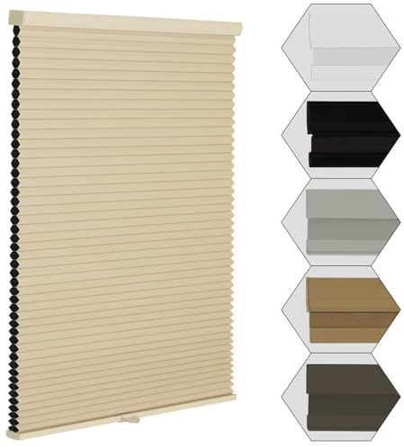 MYshade Cordless Blackout Window Blinds & Shades Pull Down Room Darkening Window Shades Light Blocking Honeycomb Cellular Shade for Indoor Windows Easy to Install 31 inch Wide, H72 Beige Blinds