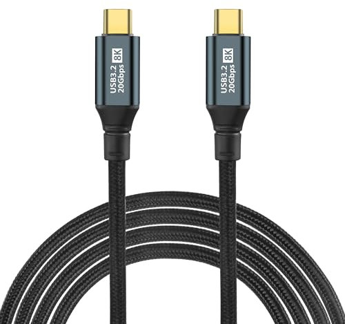 GELRHONR PD100W USB C to USB C Data Cable, USB Type C 3.2 Gen 2 Cable 20V 5A Fast Charging 20Gbps Data Transfer Support 8K Video Output Compatible with Type-C Devices (3M/9.8Ft)