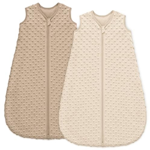 Unnivoll Schlafsack Baby 1.5 Tog Babyschlafsack 0-6 Monate 2er Pack Schlafsack Winter Herbst 67 cm für Jungen Mädchen Neugeborene Kaffee