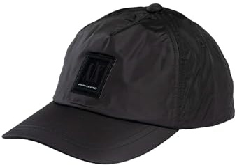 Armani Exchange Berretto da Baseball da Uomo Curvo con Visiera su Tono Frontale, Nero, Taglia Unica