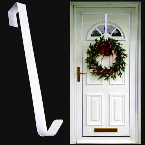 Yiduohua Christmas Wreath Hanger,Wreath Hanger for Front Door,30 cm(11.8 Inches Length) Metal Wreath Hanger, Door Wreath Hook for Christmas Home Office Wall Wedding Wreaths or Decorations (White)