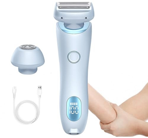 Elorixa Rasoir électrique Livora, rasoir électrique 2 en 1 pour femme, kit de rasoir électrique pour femme, rasoir électrique humide et sec, tondeuse à cheveux pour visage, nez, sourcils, bikini pour