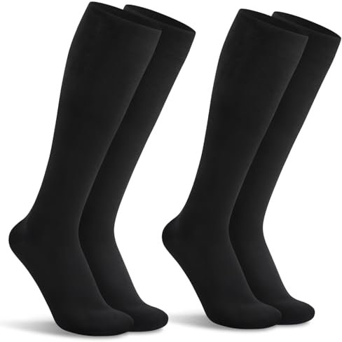 TUUHAW Kompressionsstrümpfe Damen 39-42 Schwarz Kniestrümpfe Herren Kompressionssocken Herren Stützstrümpfe Damen für Flug Compression Socks,Schwarz