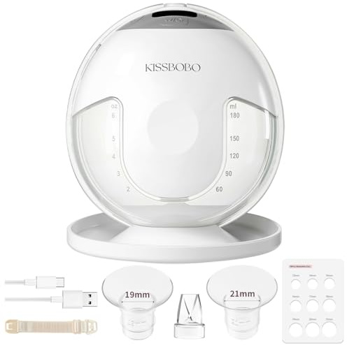 KISSBOBO K5 Sacaleches electricos,19 niveles 4 modos, 280mmHg fuerte potencia de succión sacaleches manos libres, indoloro saca leche materna electrico(Blanco 1 Pieza)