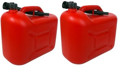 DAHLMANN Benzinkanister 2 Stück 20 Liter Rot mit flexiblem Ausgießer Kraftstoffkanister für Benzin und Diesel Kanister Dieselkanister Reservekanister UN-Zulassung