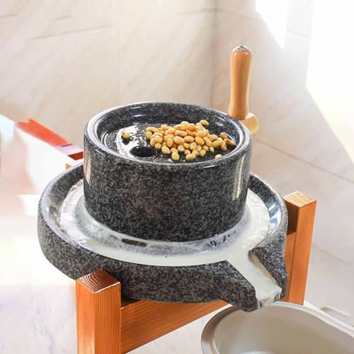 XDAWQP Manual Coffee Grinders Stone Mill New Manual Grain Mill Stone Grinder with Stand, Hand Crank Rice Wheat Coffee Bean Capsicum Mill Grinder, Chinese Style Stone Miller Dry/Wet Mill f,Medium