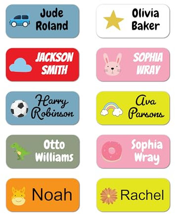 QuoteMyWall 36 x Personalised Stick On Clothing Labels for Kids School Clothes Stationery Water Bottle Lunch Boxes Items - Washing Machine/Tumble Drier & Dishwasher Safe Sticker Tags (White)