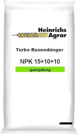 Heinrichs Agrar NPK-Volldünger 15-10-10, Premium Rasendünger für Ganzjährige Anwendung, 10 kg für bis zu 400 m²