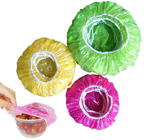 Packung von 60 Abdeckhauben für Lebensmittel, Elastische Frischhaltebeutel, Bunte Frischhaltefolie, Wiederverwendbare Lebensmittelabdeckung für Lebensmittel, Gemüse Frischschutz oder für Zuhause