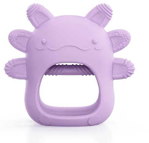 akolik Baby Teething Toy for 3-6-12 Months, Baby Teethers Toy Teething Ring Silicone, Grasping Teething Toy, BPA Free Teething Newborn Chew Toys (Purple)