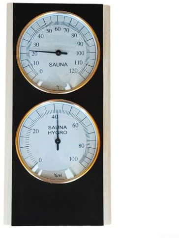 HEBEOT Termometro-igrometro per sauna 2 in 1 legno sauna termoigrometro con display analogico trasparente funziona senza batterie