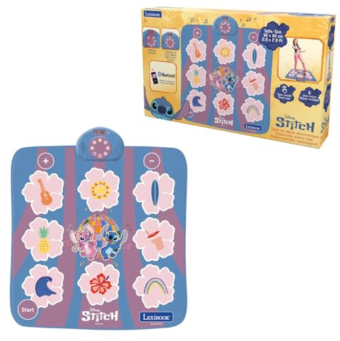 LEXIBOOK, Disney Stitch, Stitch Electronic Dance Mat, Bluetooth and Light-Up with 6 Game Modes, Pink, DM10DLXB