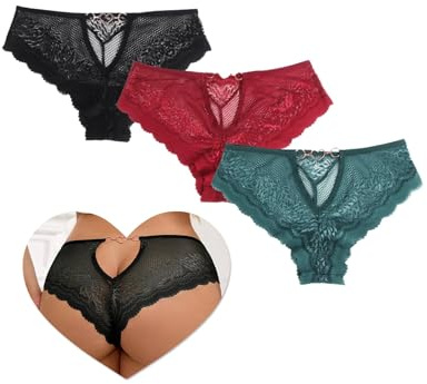 comeondear Perizoma Sexy Donna Pizzo Tanga Seducente Vita Bassa Mutande Brasiliana String Taglie Forti Mutandine Trasparente Slip Intimo Perizomi Bikini Intimo Lingerie Sexydonna Nero+Rosso+Verde,L